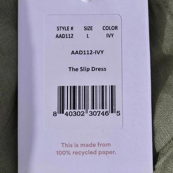 2/$50 Andie The Barreta Slip Dress Linen Ivy Size L | Minimal & Elegant Style - Picture 6 of 7